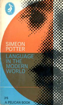 book cover with geometric shapes and abstracted photo of talking man