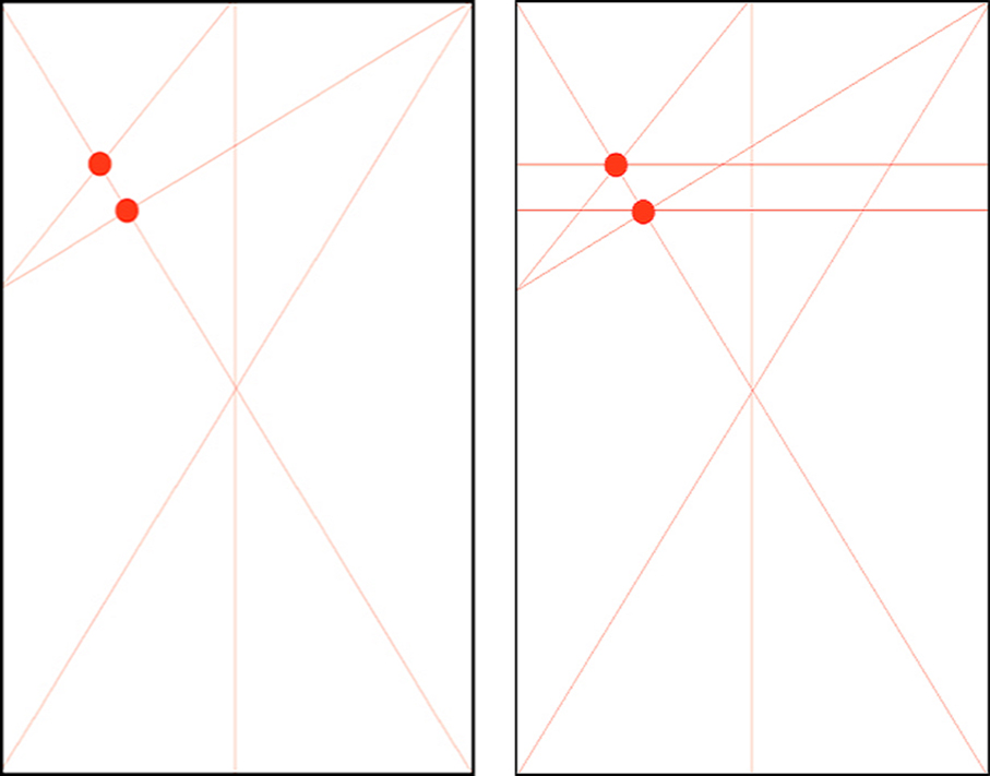 Designs showing the third and fourth steps in building the Marber grid