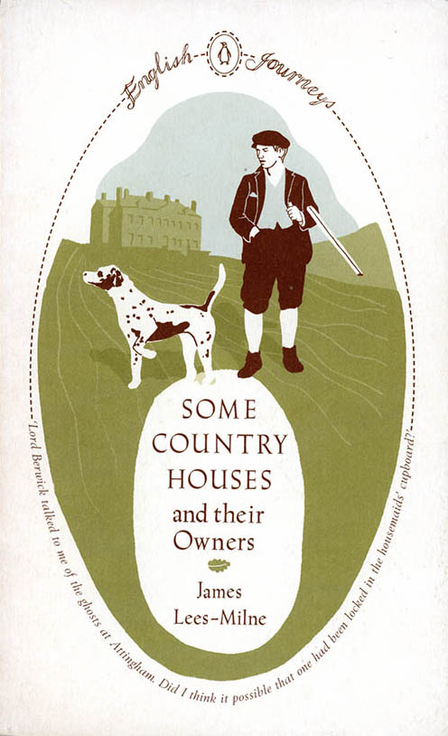 illustration of man with hunting rifle and dog with country house in background
